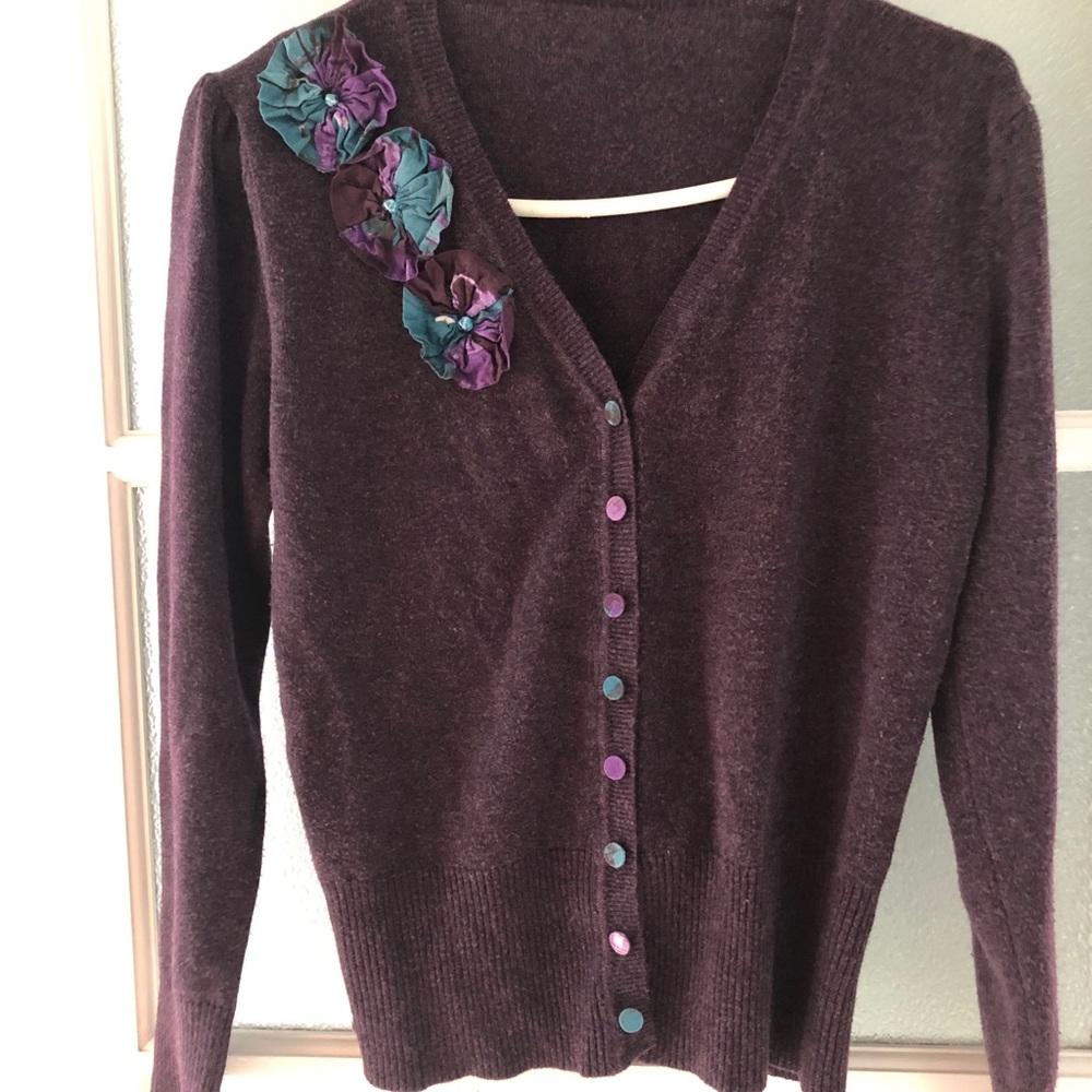 Purple Cardigan with Silk Details